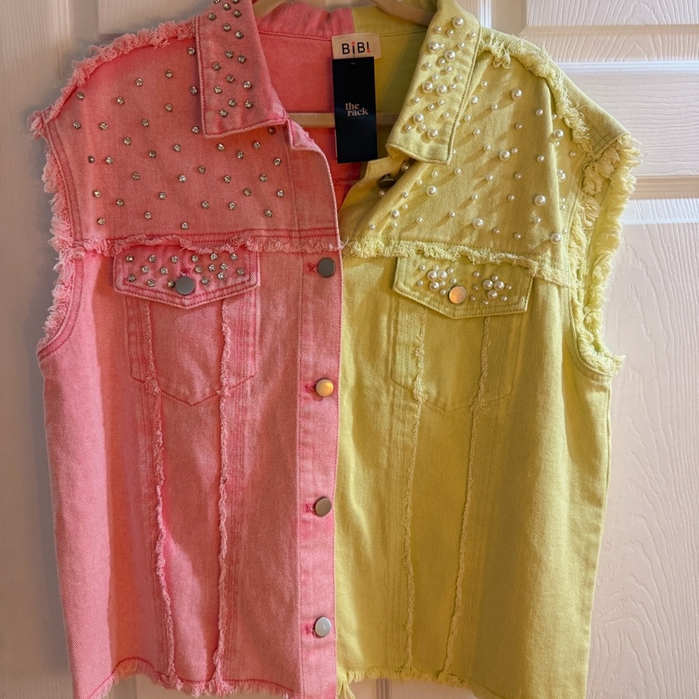 Bibi Rhinestone Denim Vest